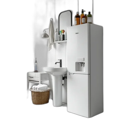 3d render, modern, bathroom, tiled transparent PNG cut-out