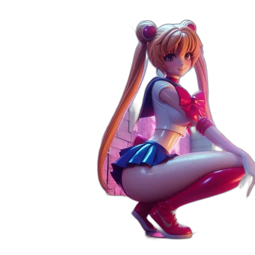 3d render, concept art, anime, vaporwave transparent PNG cut-out