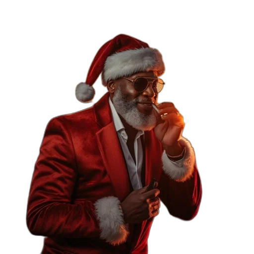 man, santa, suit, smoking transparent PNG cut-out