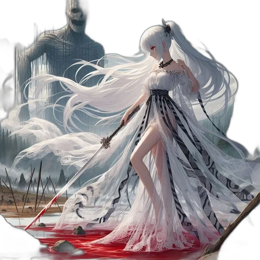 dress, sword, weapon, fantasy art transparent PNG cut-out