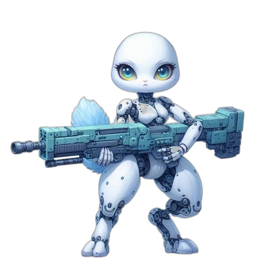 robot, weapon, concept art, pixel art transparent PNG cut-out