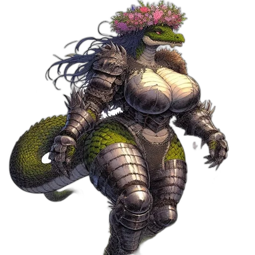 dragon, dress, creature, flower transparent PNG cut-out