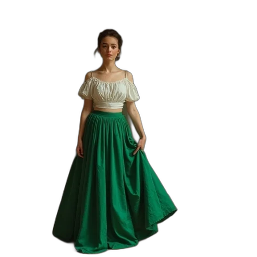 dress, green, skirt, 1879 transparent PNG cut-out
