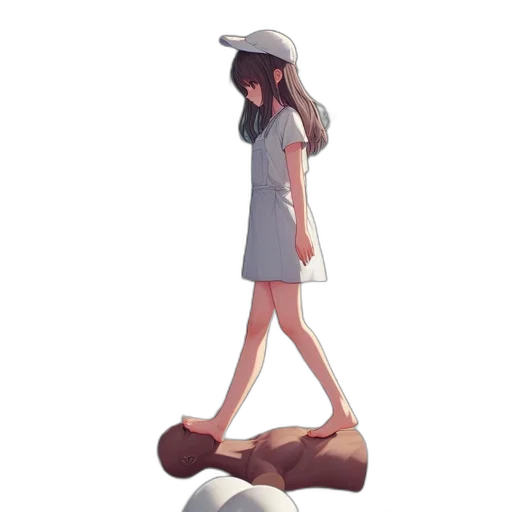 dress, hat, robot, staff transparent PNG cut-out