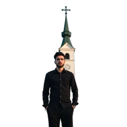 staff, jacket, sword, building transparent PNG cut-out