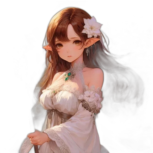 dress, crown, flower, staff transparent PNG cut-out