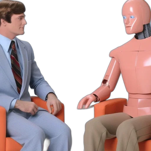 robot, furniture, man, sit transparent PNG cut-out