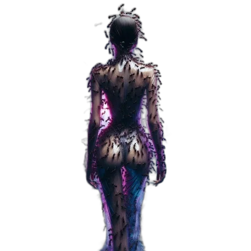 dress, creature, staff, hair transparent PNG cut-out