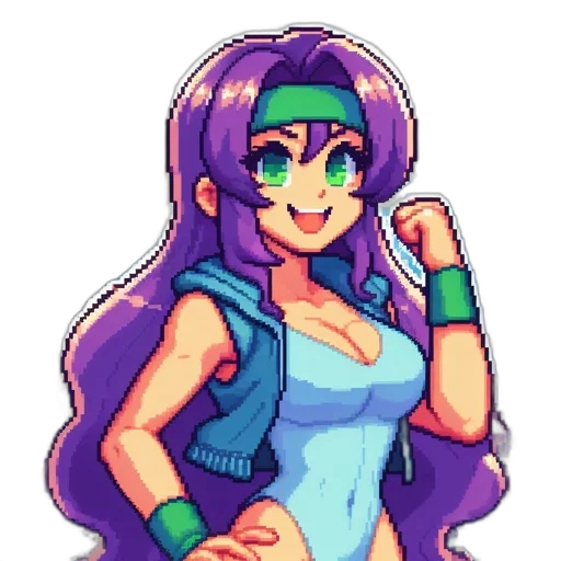 dress, staff, pixel art, anime transparent PNG cut-out