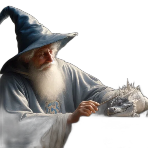 dragon, hat, staff, creature transparent PNG cut-out