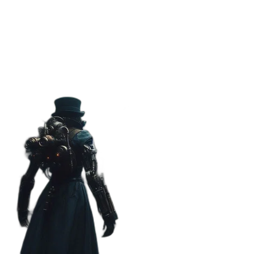 robot, hat, staff, dress transparent PNG cut-out