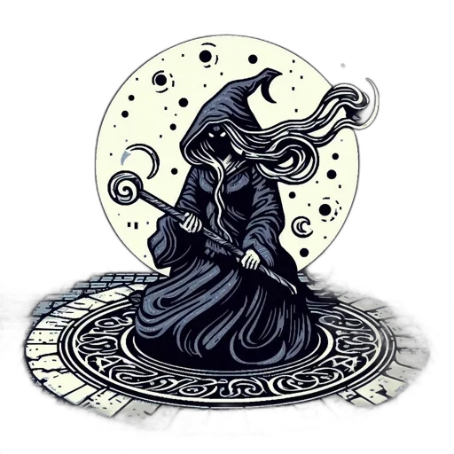 dress, staff, mask, creature transparent PNG cut-out