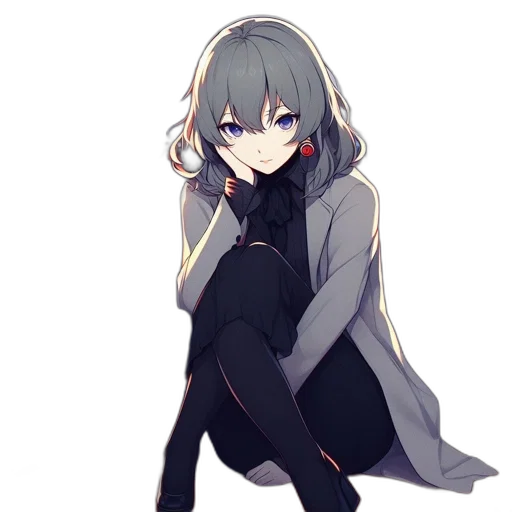 dress, jacket, creature, staff transparent PNG cut-out