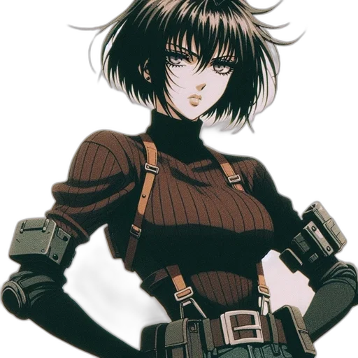 jacket, weapon, robot, staff transparent PNG cut-out