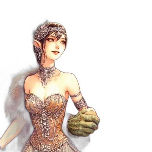 dress, fantasy art, concept art, watercolor transparent PNG cut-out