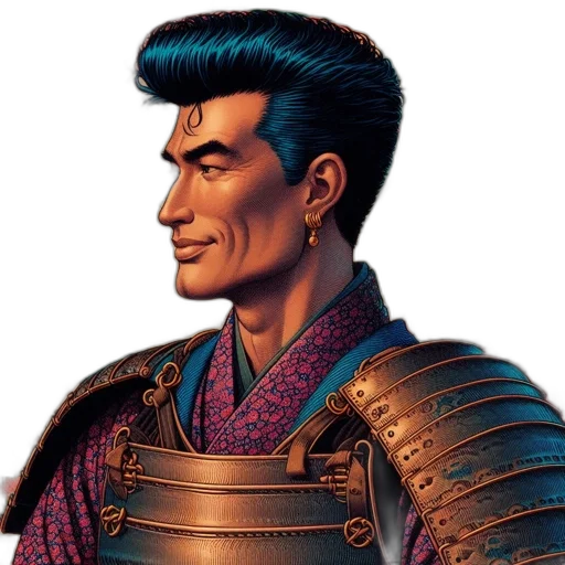 face, hair, staff, sword transparent PNG cut-out