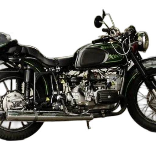 photorealistic, vintage, motorcycle, green transparent PNG cut-out