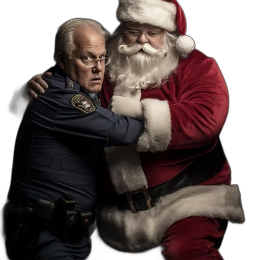 police, officer, surprise, santa transparent PNG cut-out