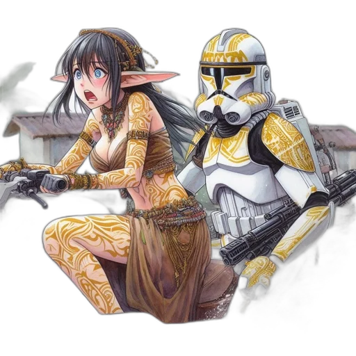 fantasy art, concept art, comic book art, watercolor transparent PNG cut-out