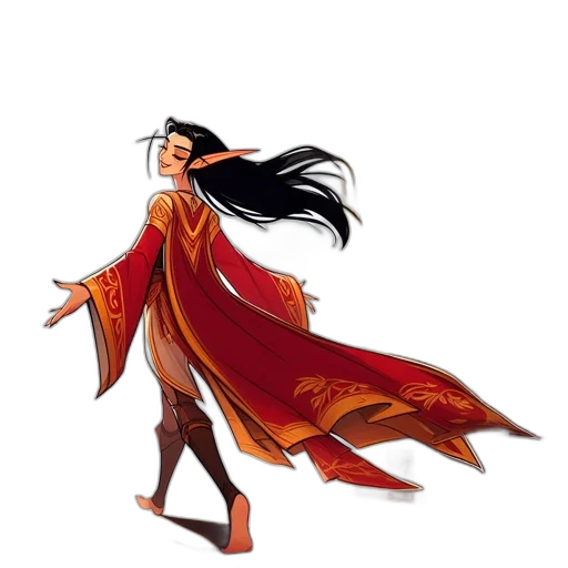dress, staff, concept art, fantasy art transparent PNG cut-out