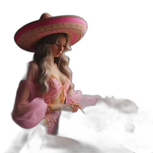 dress, hat, staff, jewelry transparent PNG cut-out
