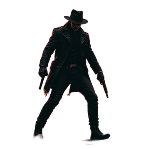 jacket, hat, weapon, concept art transparent PNG cut-out