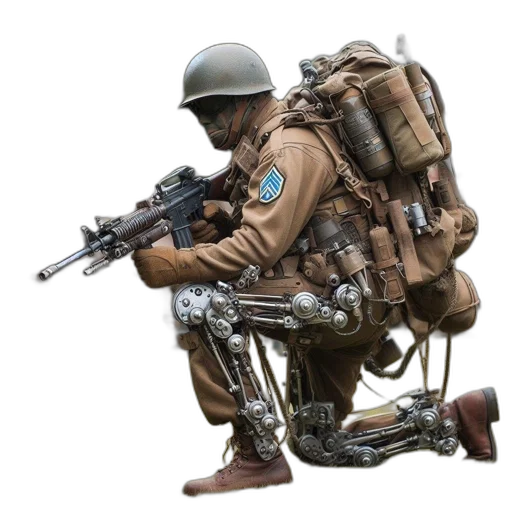 weapon, jacket, robot, staff transparent PNG cut-out