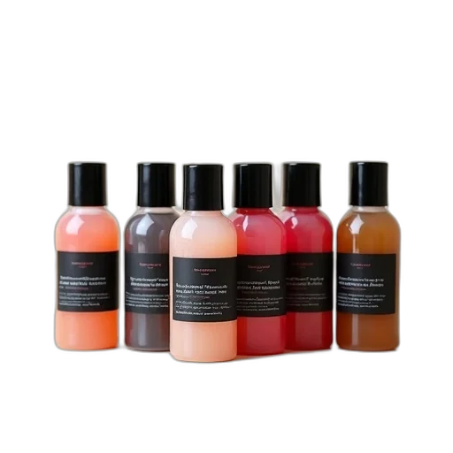 collection, six, identical, bottles transparent PNG cut-out