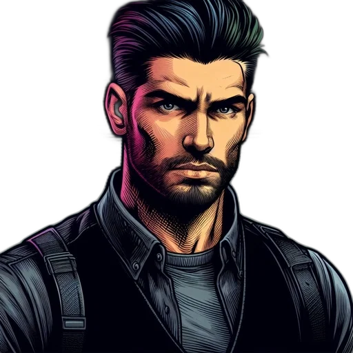 face, jacket, comic book art, cartoon transparent PNG cut-out