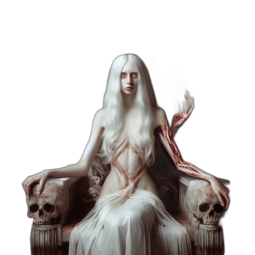 crown, dress, creature, face transparent PNG cut-out