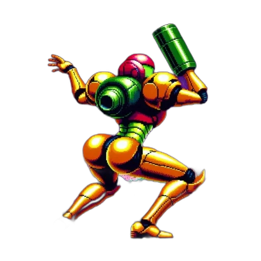 robot, weapon, pixel art, concept art transparent PNG cut-out