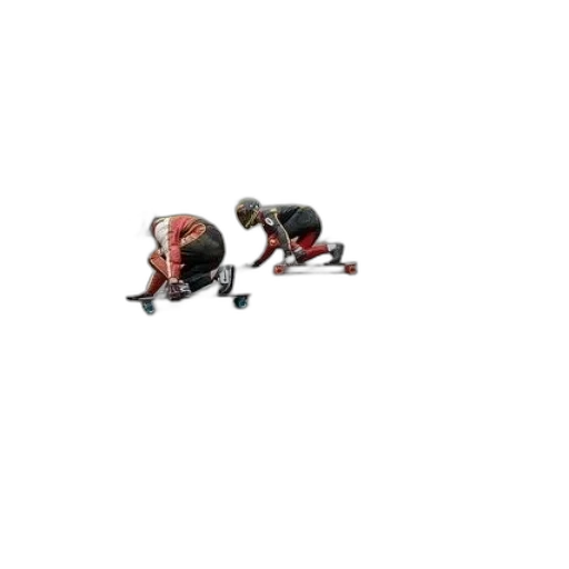 3d render, group, skateboarders, racing transparent PNG cut-out