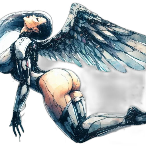 robot, concept art, watercolor, fantasy art transparent PNG cut-out