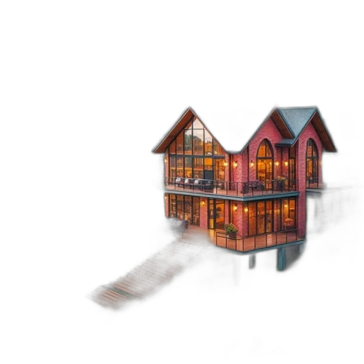 building, furniture, umbrella, 3d render transparent PNG cut-out