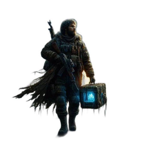 weapon, jacket, staff, creature transparent PNG cut-out