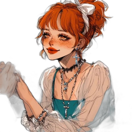 dress, jewelry, staff, face transparent PNG cut-out