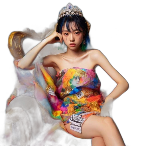 dress, crown, photorealistic, oil painting transparent PNG cut-out