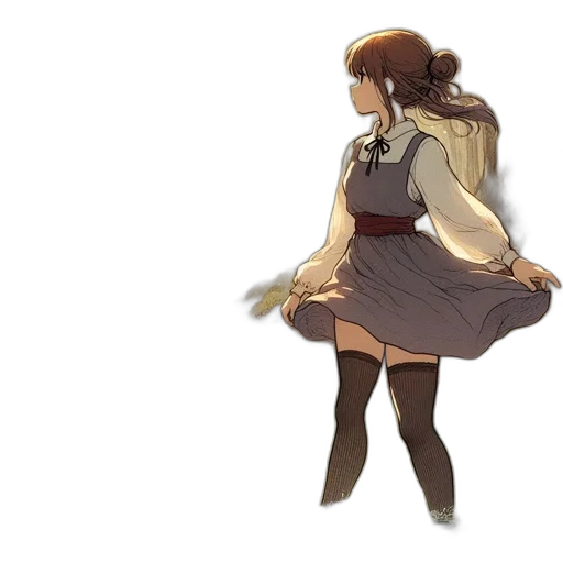 dress, staff, concept art, anime transparent PNG cut-out