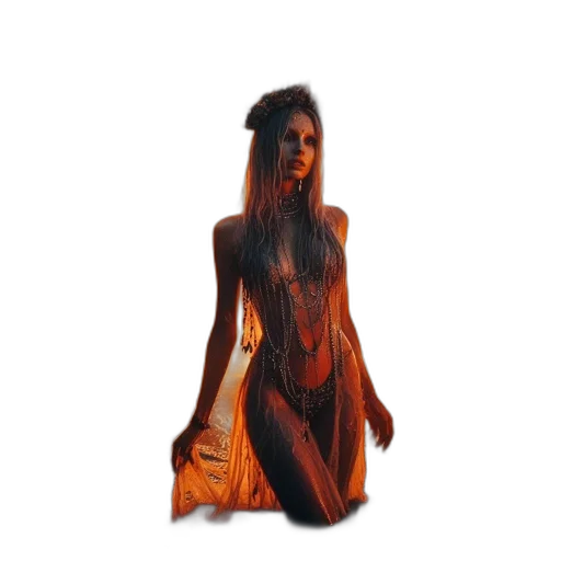 dress, creature, hair, 3d render transparent PNG cut-out