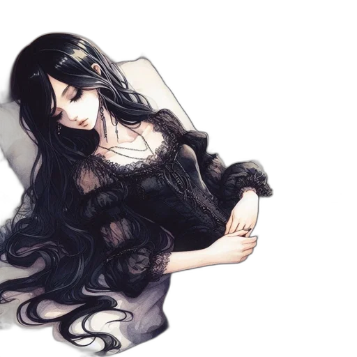 dress, hair, mask, fantasy art transparent PNG cut-out