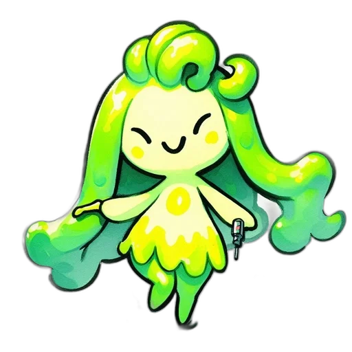 creature, hair, staff, flower transparent PNG cut-out