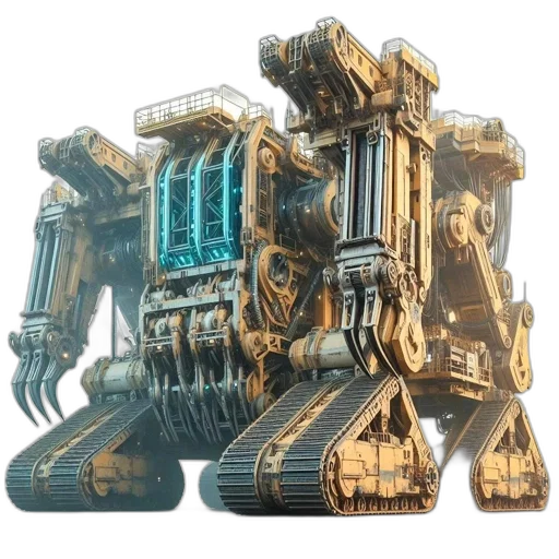 robot, weapon, concept art, 3d render transparent PNG cut-out