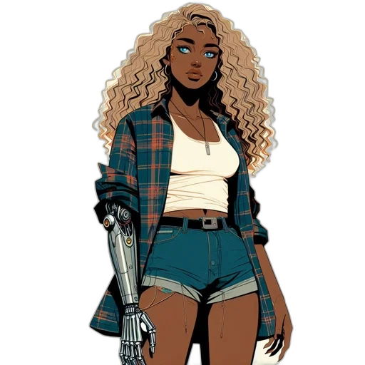 robot, weapon, jacket, comic book art transparent PNG cut-out