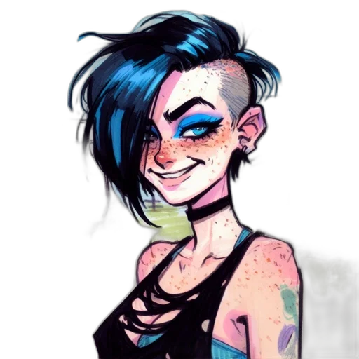 face, cyberpunk, cartoon, comic book art transparent PNG cut-out