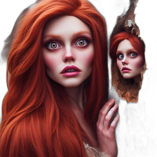 face, hair, fantasy art, photorealistic transparent PNG cut-out