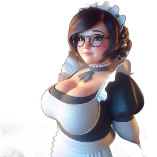dress, robot, staff, 3d render transparent PNG cut-out