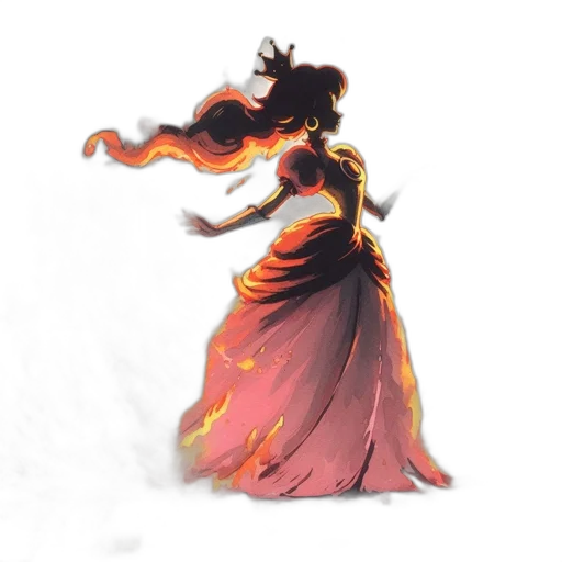 dress, dragon, staff, hair transparent PNG cut-out