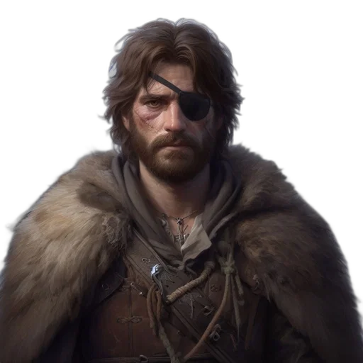 jacket, face, staff, sword transparent PNG cut-out