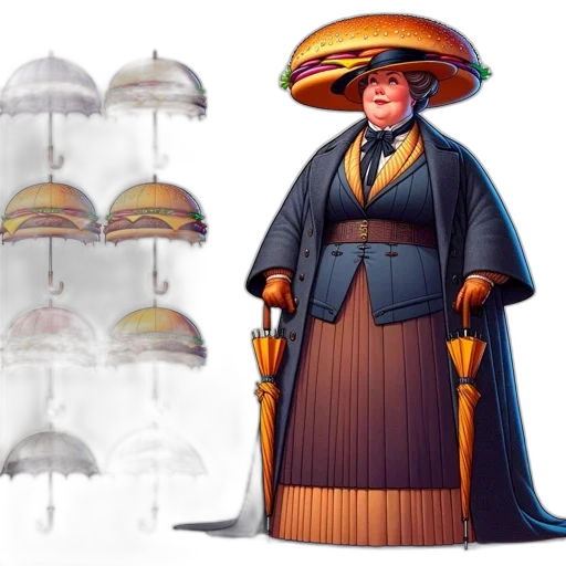 umbrella, hat, dress, concept art transparent PNG cut-out