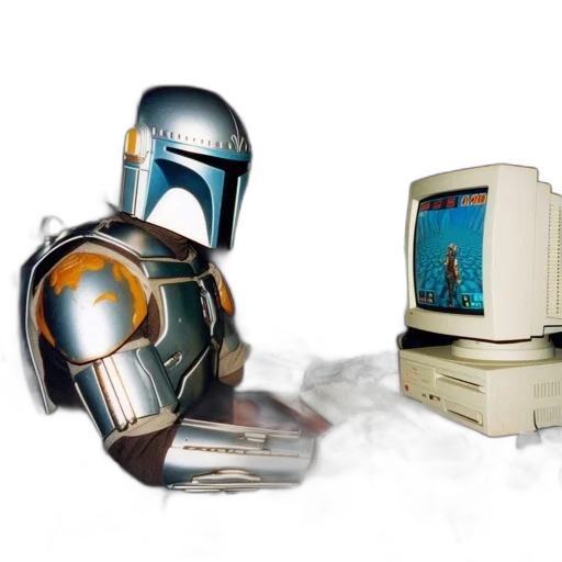 robot, vaporwave, concept art, 3d render transparent PNG cut-out